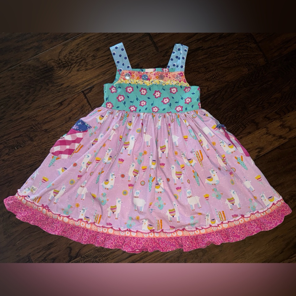 Wild Flowers Girls' Llama Print Shirt/Sundress No.8